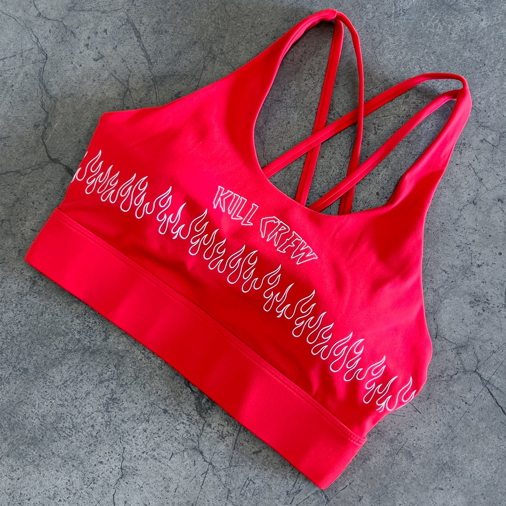 FLAME HIGH SUPPORT SPORTS BRA - RED / WHITE