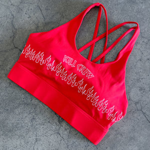 FLAME HIGH SUPPORT SPORTS BRA - RED / WHITE