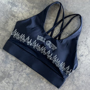 FLAME HIGH SUPPORT SPORTS BRA - BLACK / WHITE
