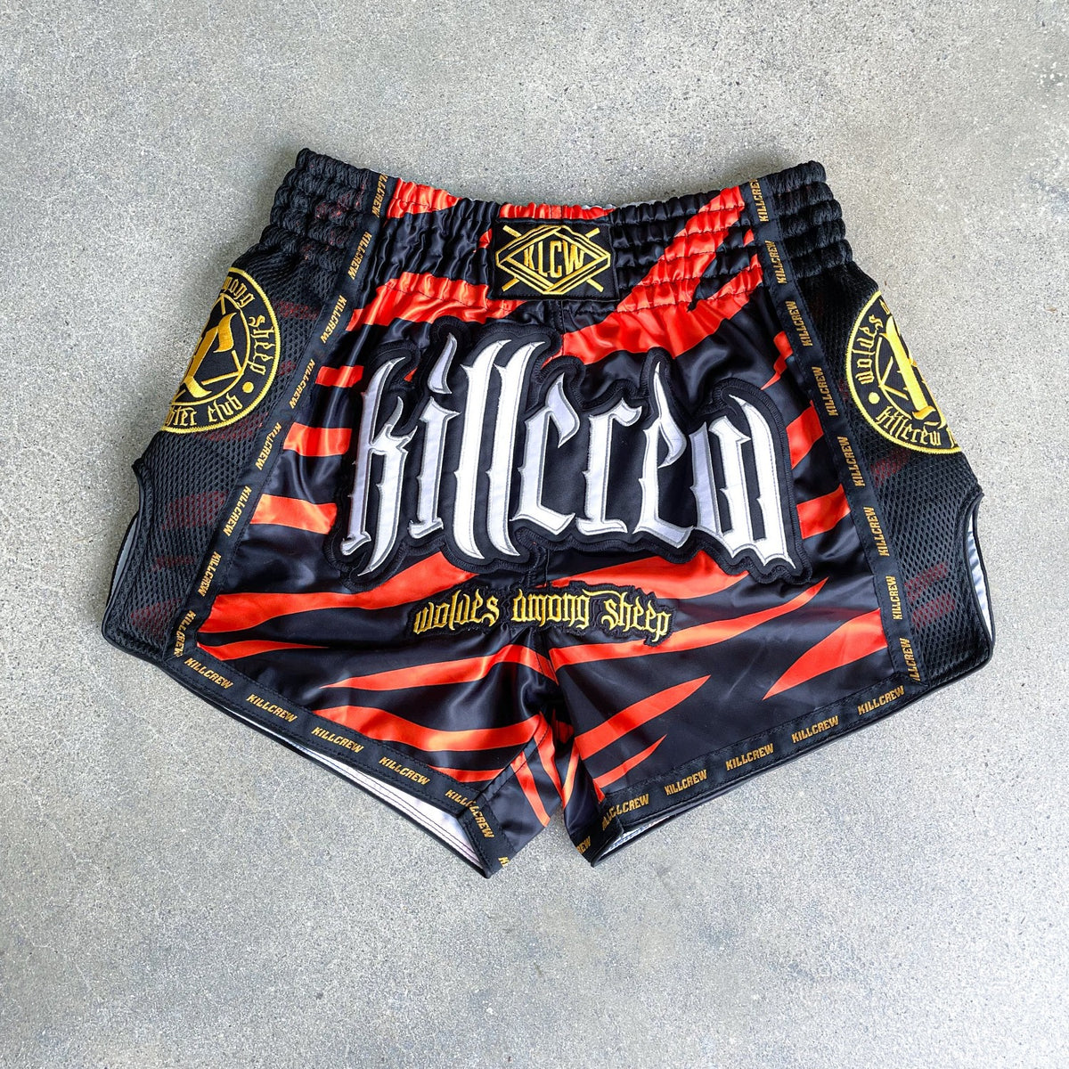 Coffin Orange Halloween Print Pattern Muay Thai Boxing Shorts
