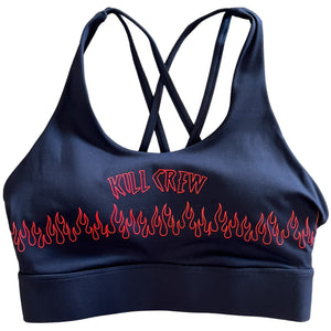 FLAME HIGH SUPPORT SPORTS BRA - BLACK / RED