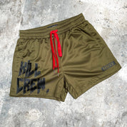 MUAY THAI SHORTS (MID THIGH CUT) v2 - OLIVE