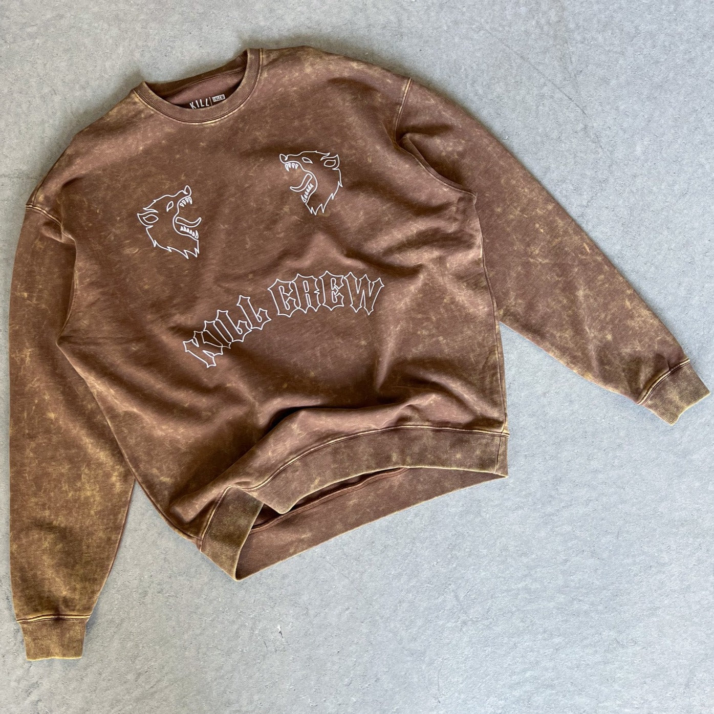 HEAVYWEIGHT LUX "TWO WOLVES" CREW NECK - BROWN