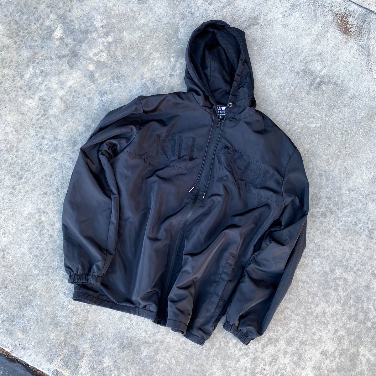 All black outlet windbreaker