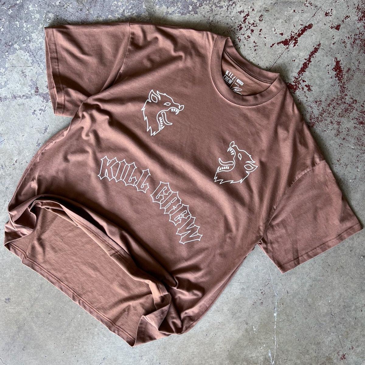 OVERSIZED WAR WOLF T-SHIRT - LIGHT PINK - Kill Crew