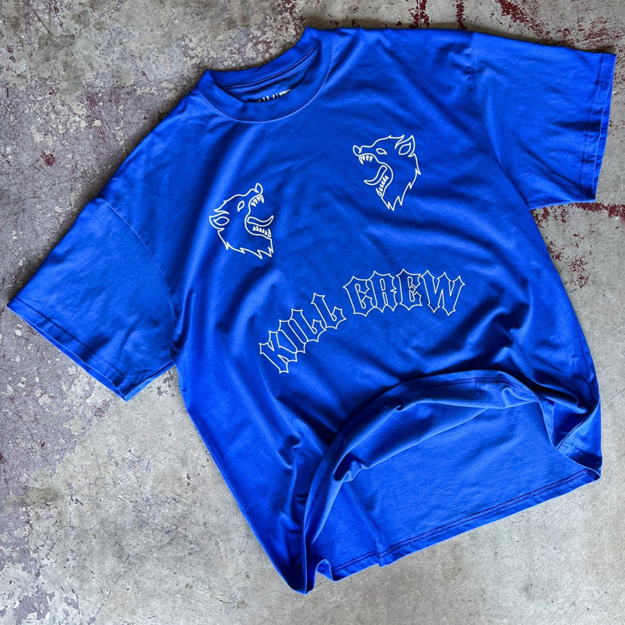 OVERSIZED "TWO WOLVES" T-SHIRT - BLUE