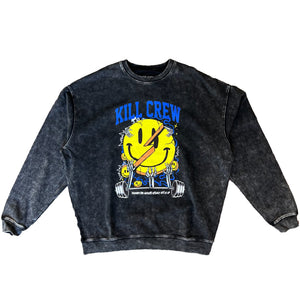 OVERSIZED LUX "WEIGHTS LIFT US UP" CREW NECK - BLACK