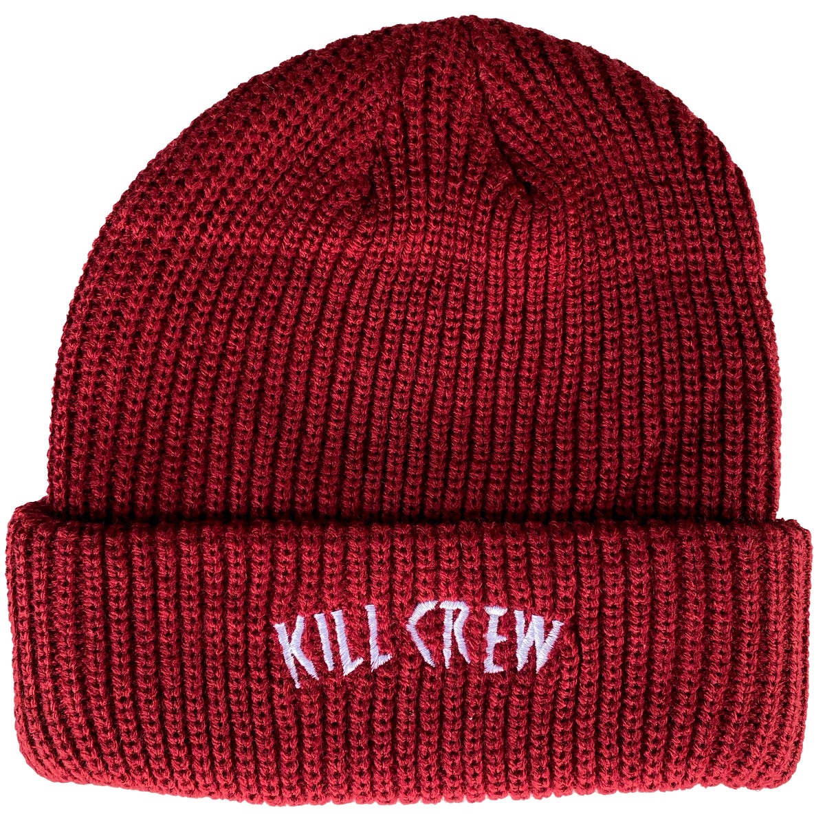 EMBROIDERED CUFFED BEANIE - BURGUNDY - Kill Crew