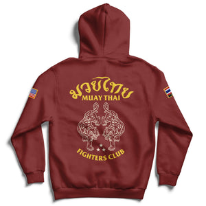 MUAY THAI TWIN TIGER PULLOVER HOODIE - RED